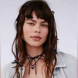 Free People Darling Heartbroken Necklace *Black